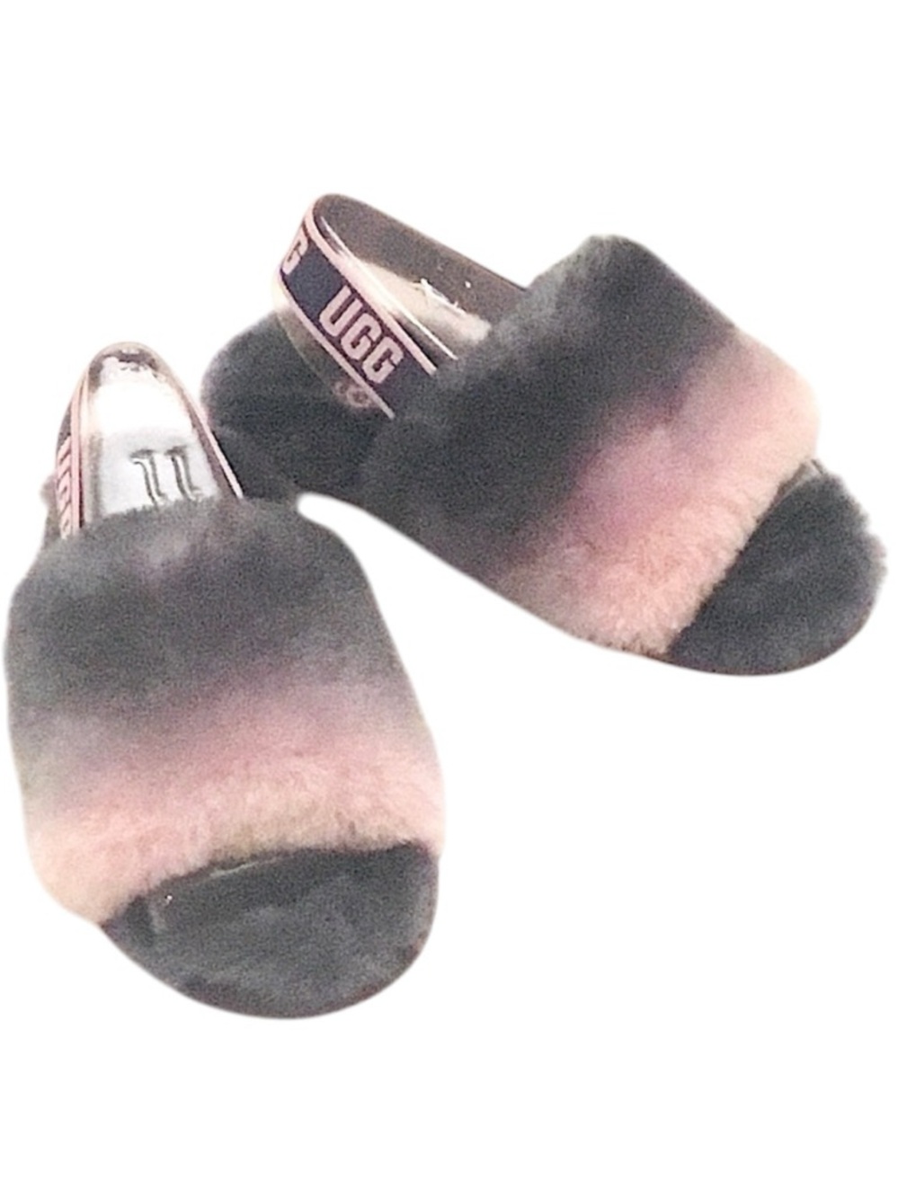 UGG Fluff Yeah Size 11 Slide Shoes Gradient Gray Pink Combo
